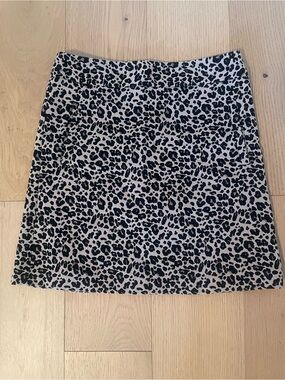 Leopard Print A-Line Mini Skirt - Black and Cream